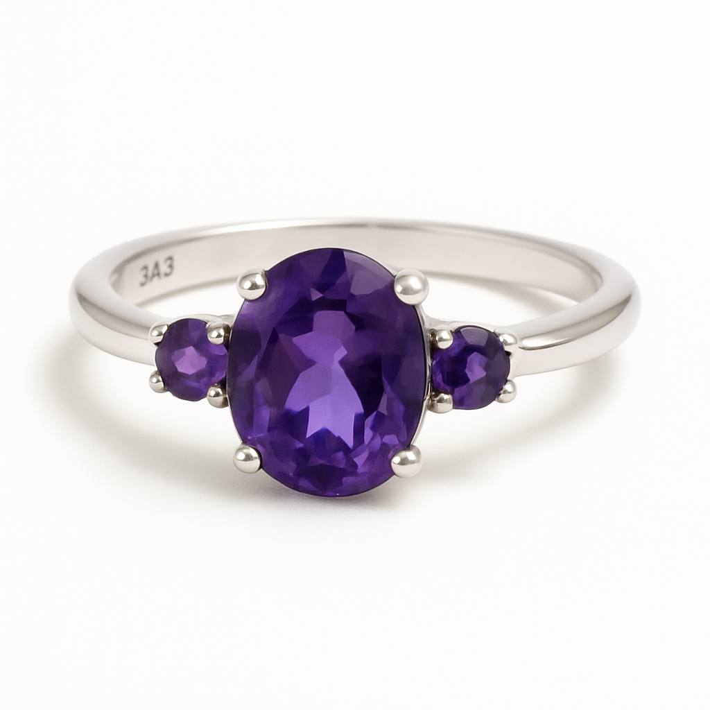 Amethyst Oval-Round Stone Ring
