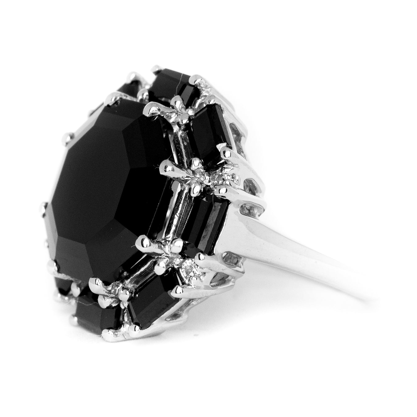 Octo Black Spinel Ring