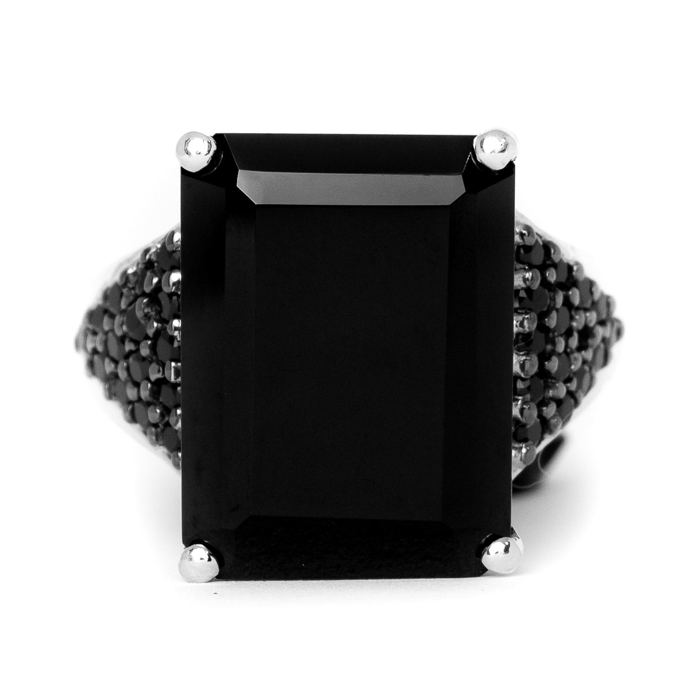 Black Spinel Octagon Ring