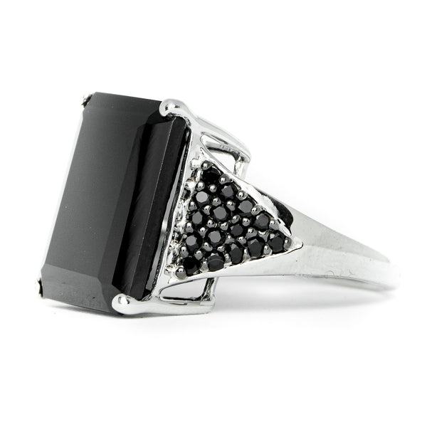 Black Spinel Octagon Ring