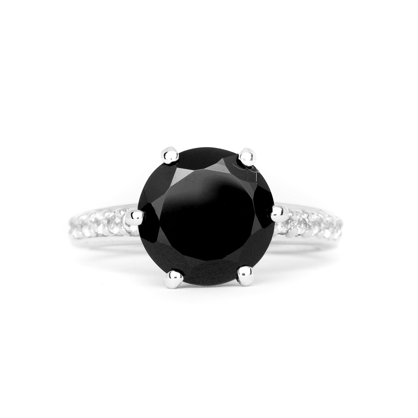 Black Spinel Round Gemstone Ring