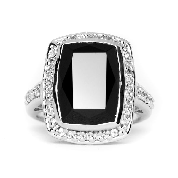 Gorgeous Black Spinel Cushion Ring