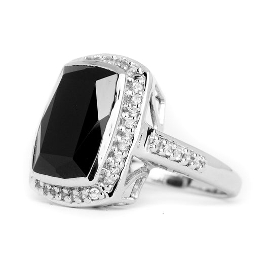Gorgeous Black Spinel Cushion Ring
