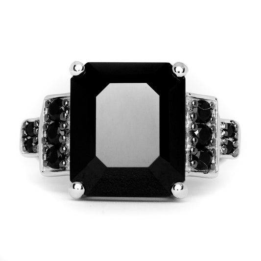 Black Spinel Gemstone Silver Ring