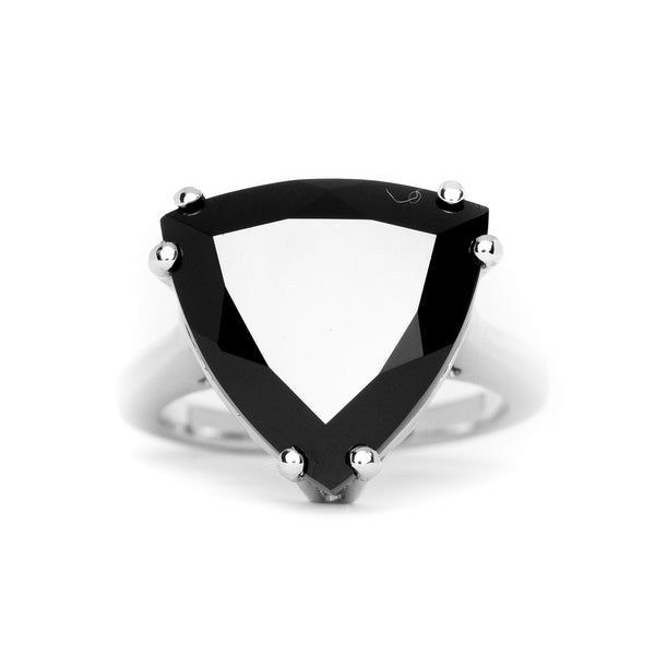 Black Spinel Triangle Gemstone Ring