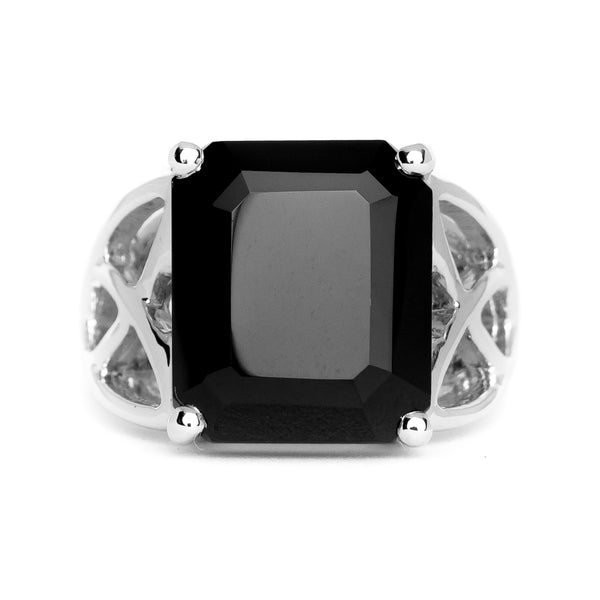 Black Spinel Octagon Ring