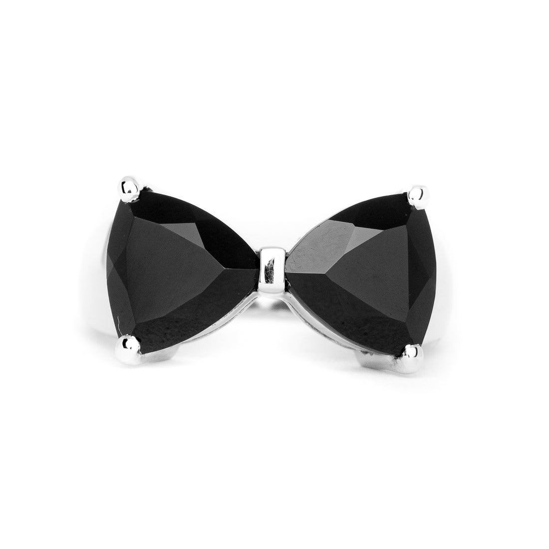 Black Spinel Dual Triangle Stone Ring