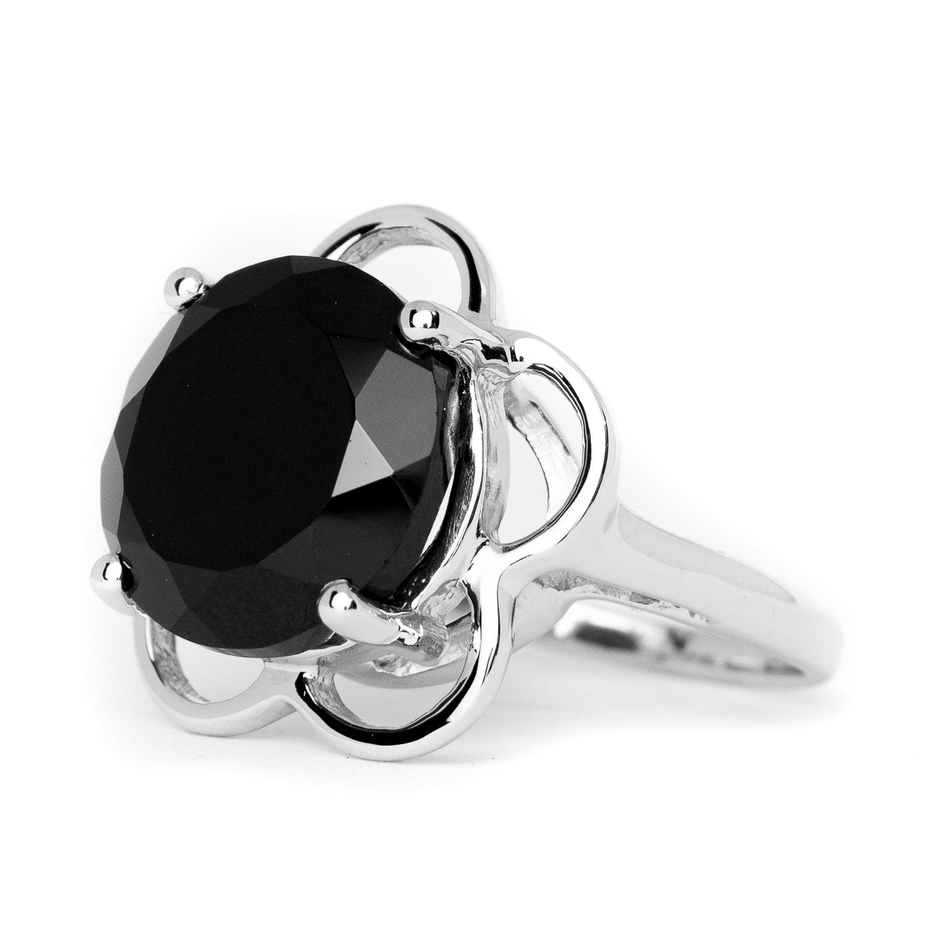 Black Spinel Round Gemstone Ring