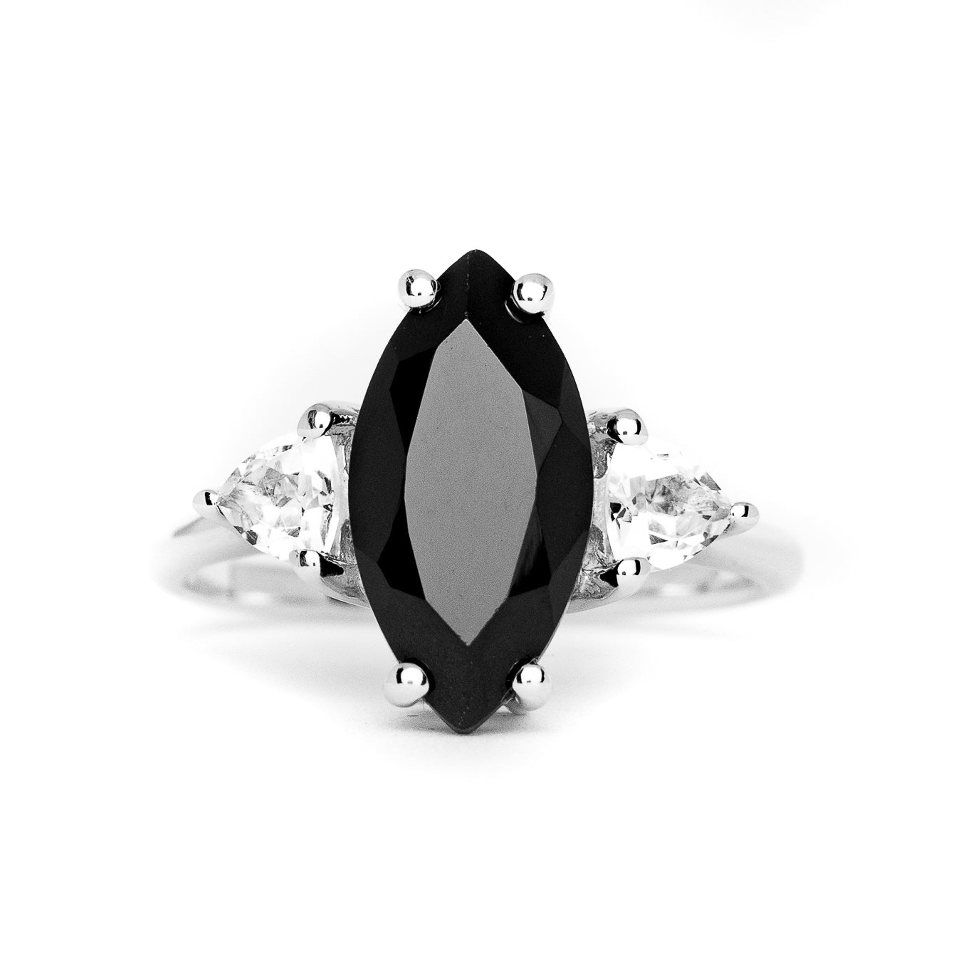 Black Spinel Marquise Gemstone Ring