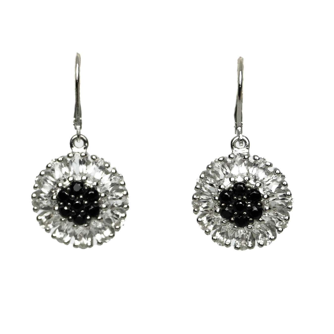 Black Spinel and White Topaz Earring
