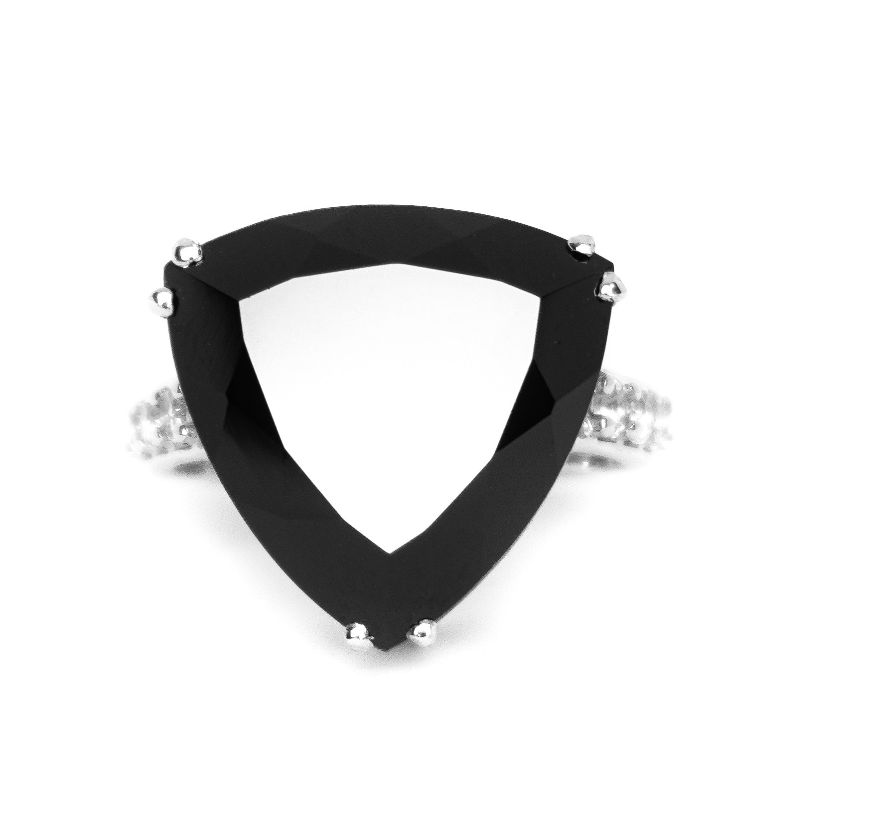 Black Spinel Triangle Shape Ring