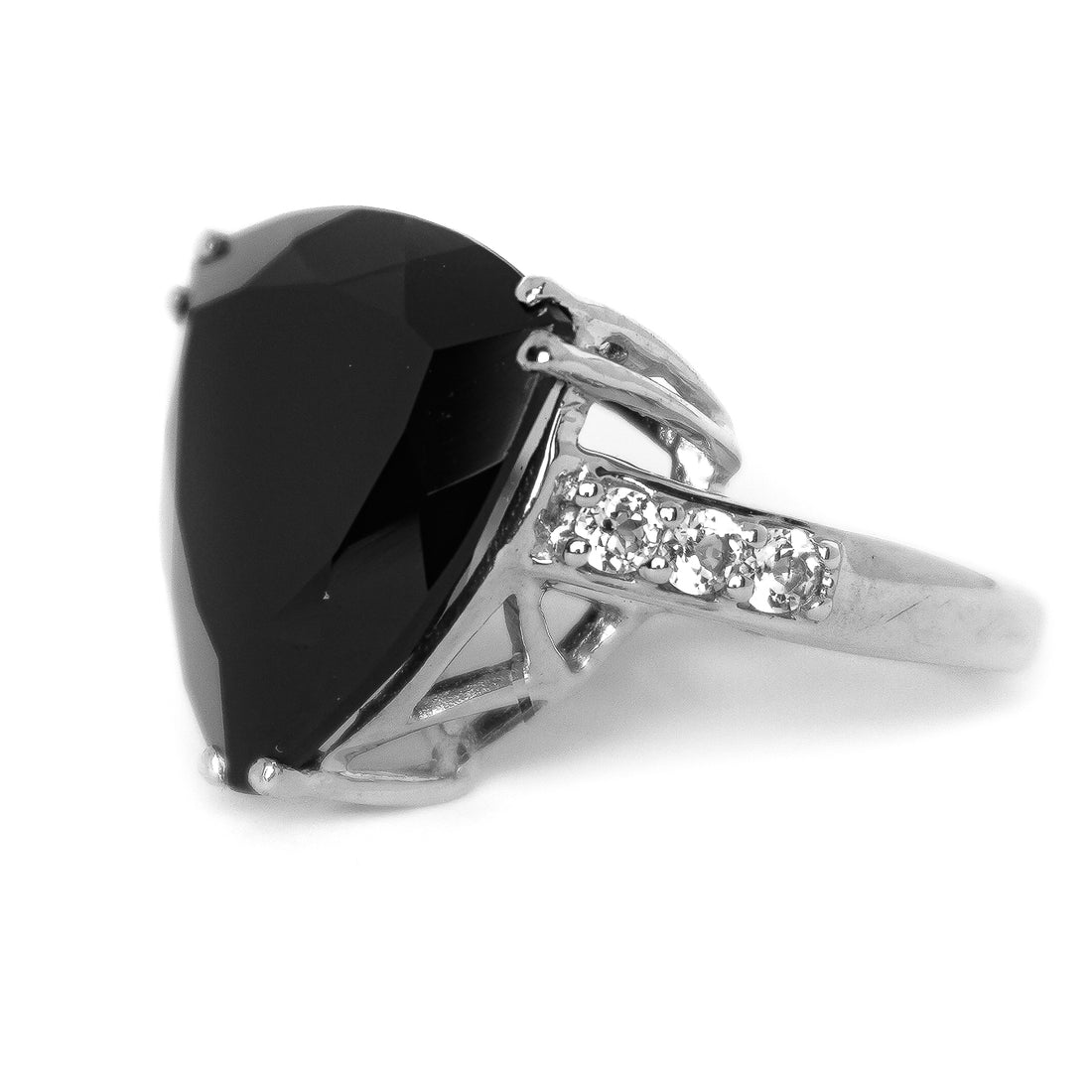 Black Spinel Triangle Shape Ring