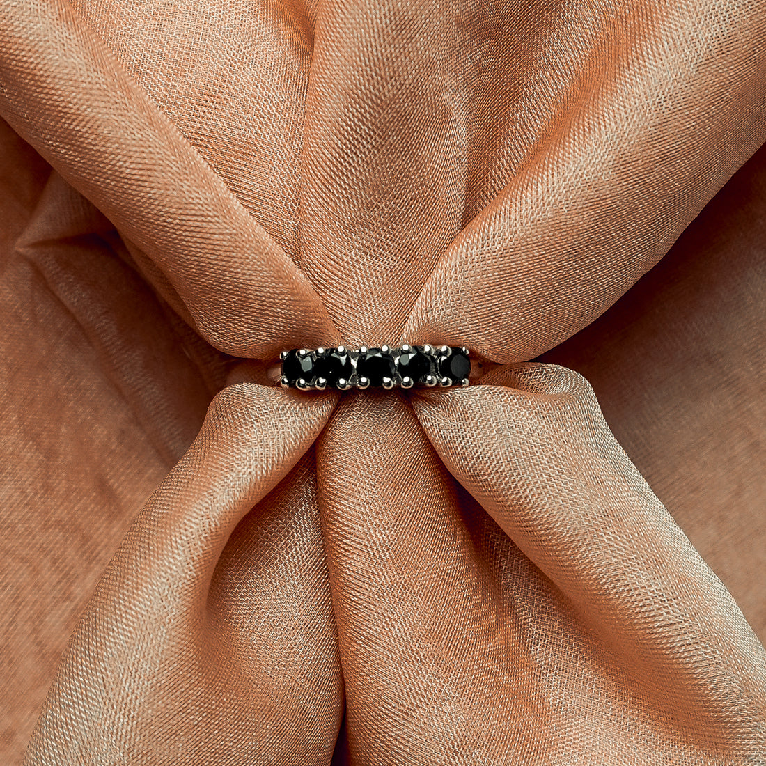 Black Spinel 5 Stone Ring