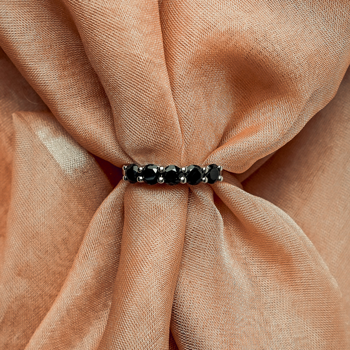 Black Spinel 5 Stone Ring