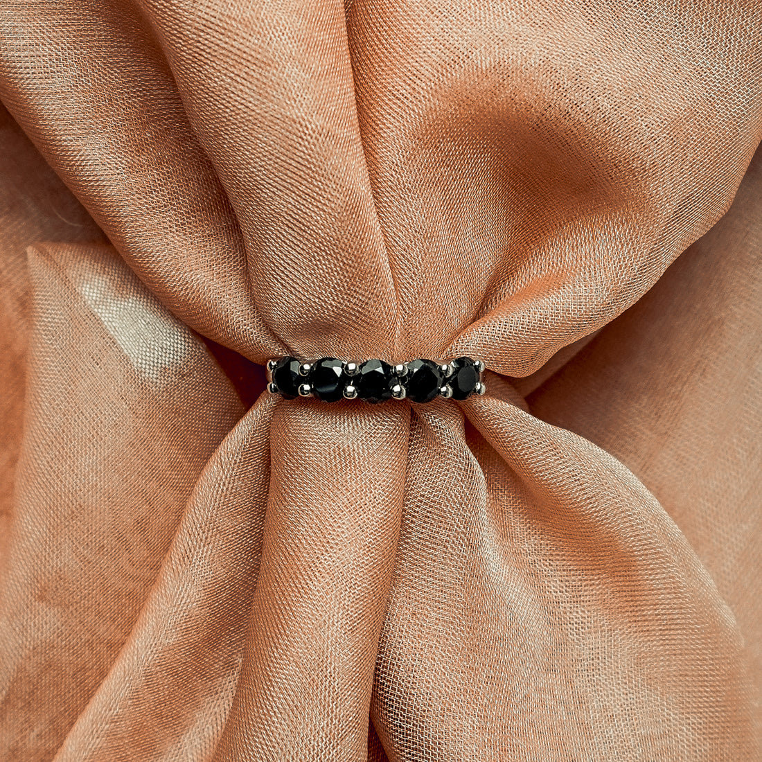 Black Spinel 5 Stone Ring