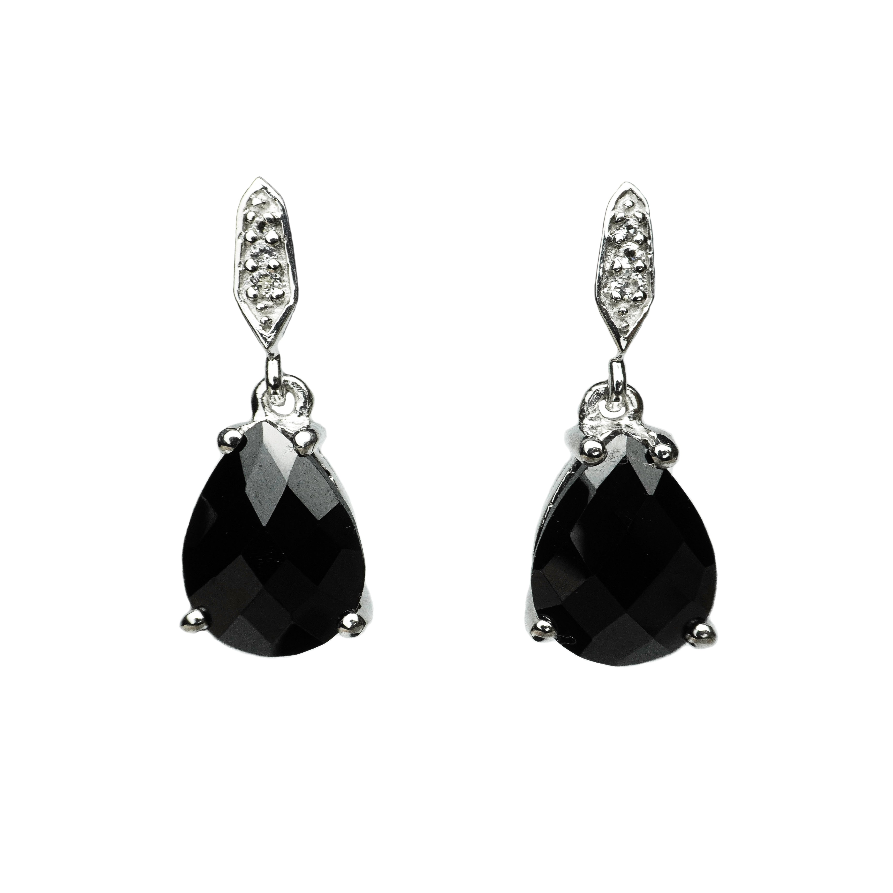 Black Spinel White Topaz Drop Earring