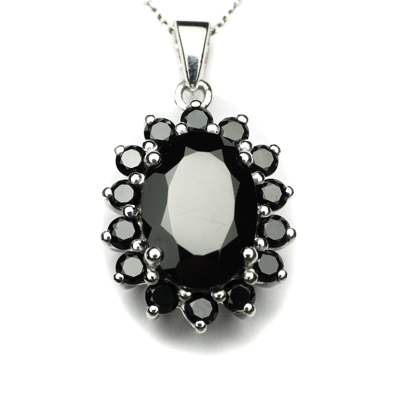 Night Sunflower Black Spinel Pendant (Comes with a complimentary silver chain)