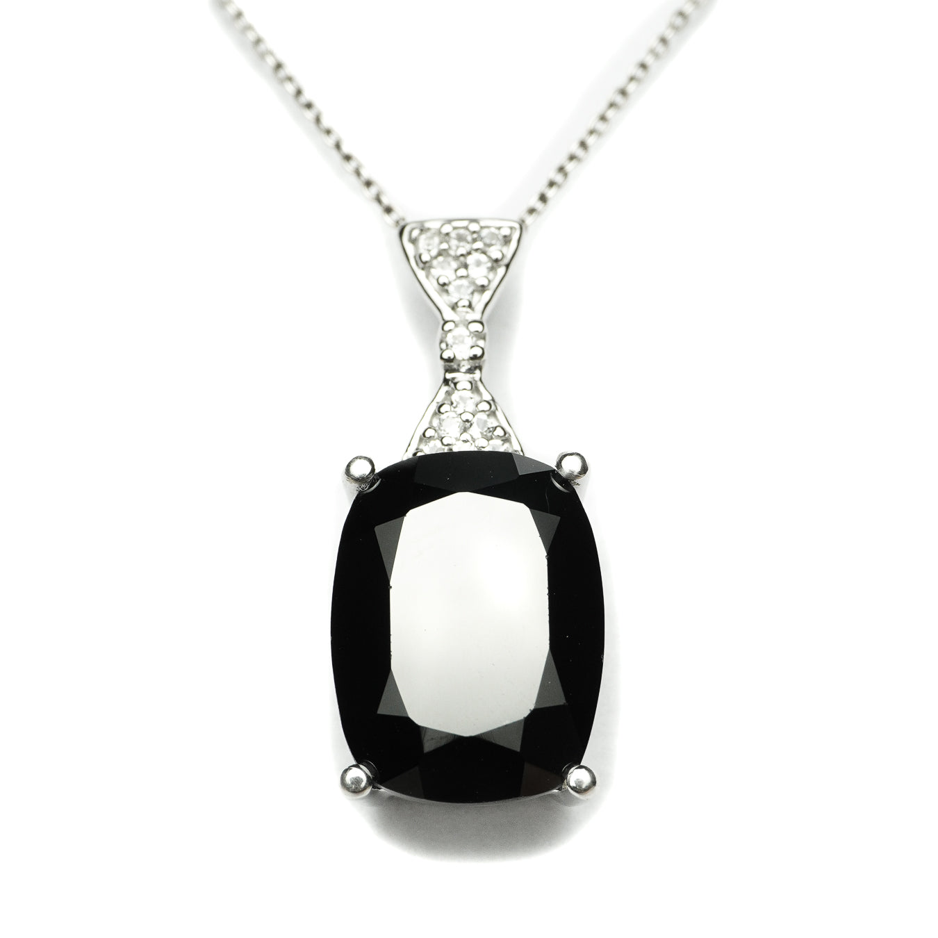 Natural Black Spinel and White Topaz Pendant (Comes with a complimentary chain)