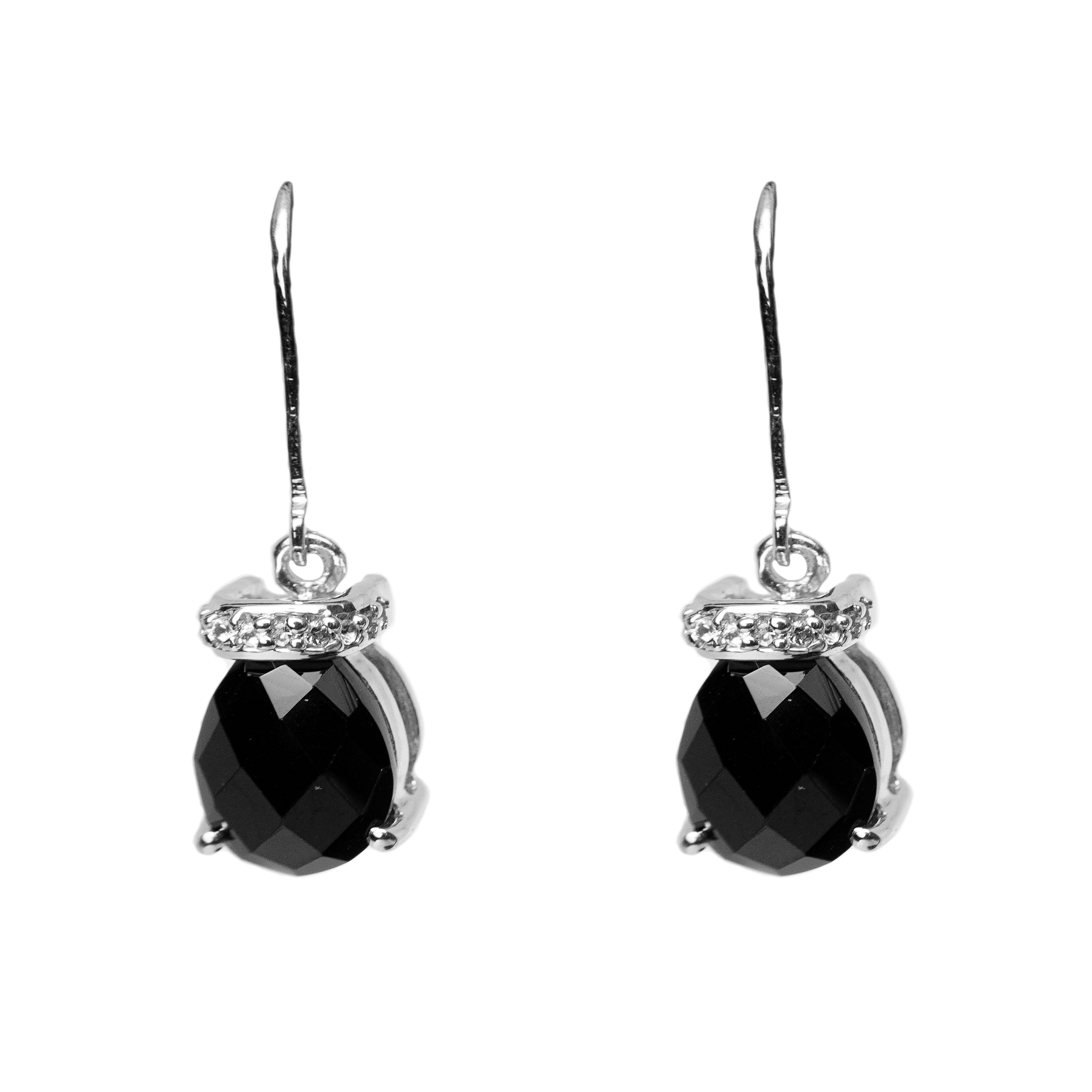 Black Spinel Silver Earring