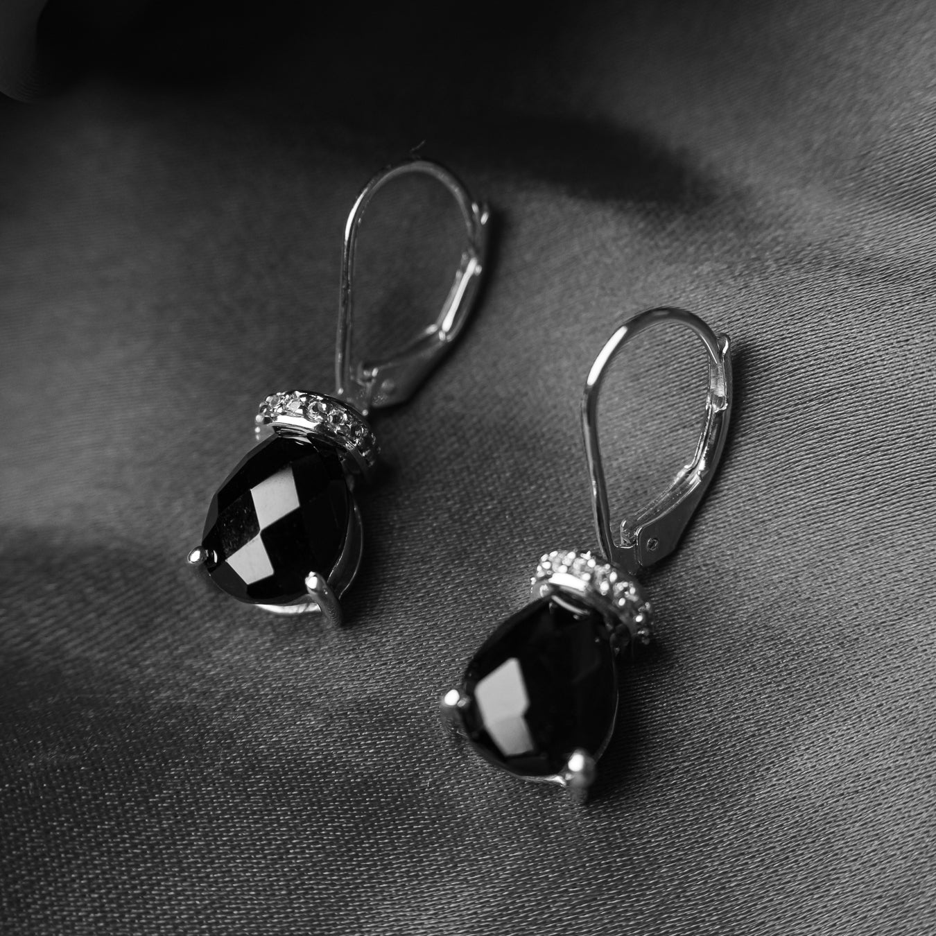 Black Spinel Silver Earring