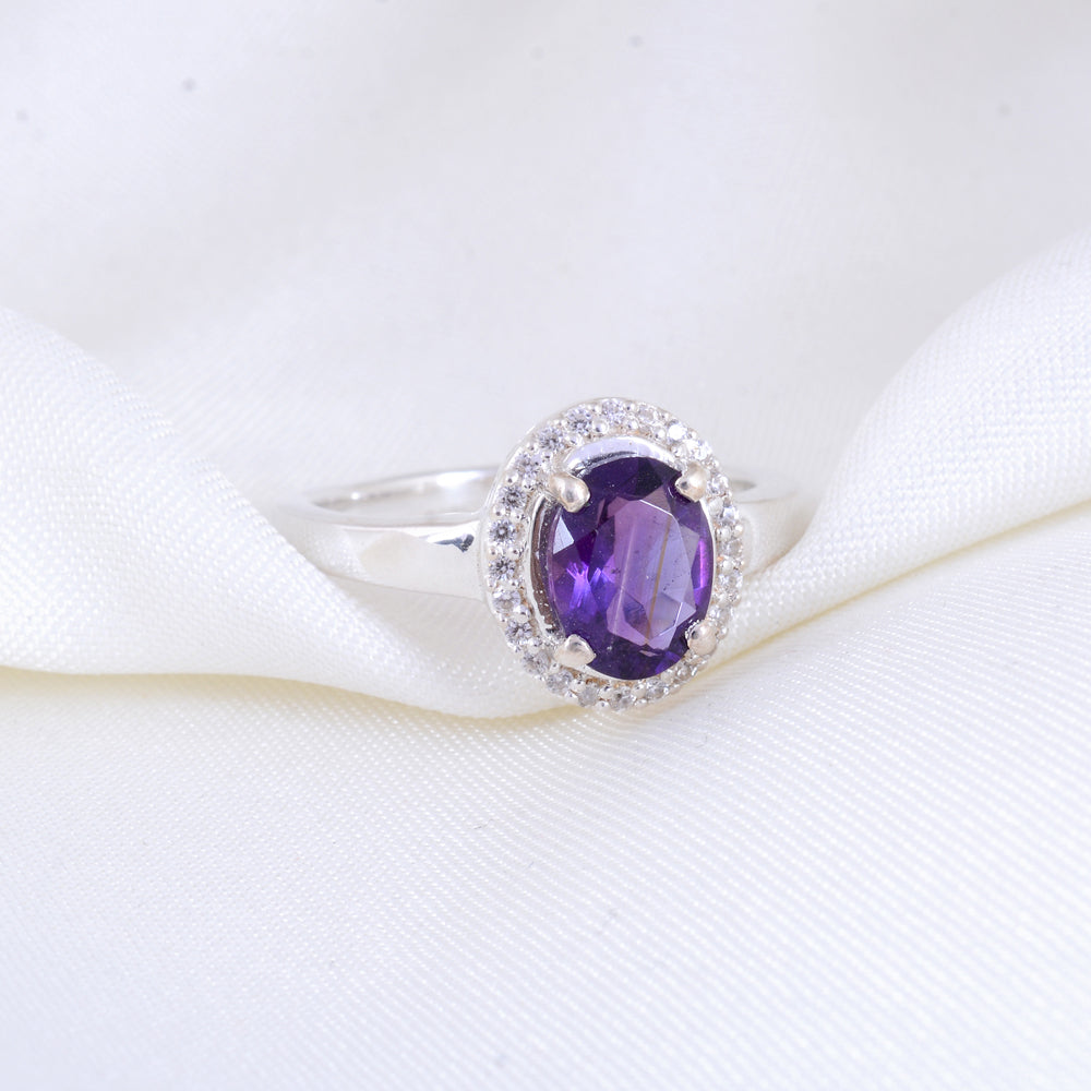 Purple Glow Natural Amethyst Oval Ring