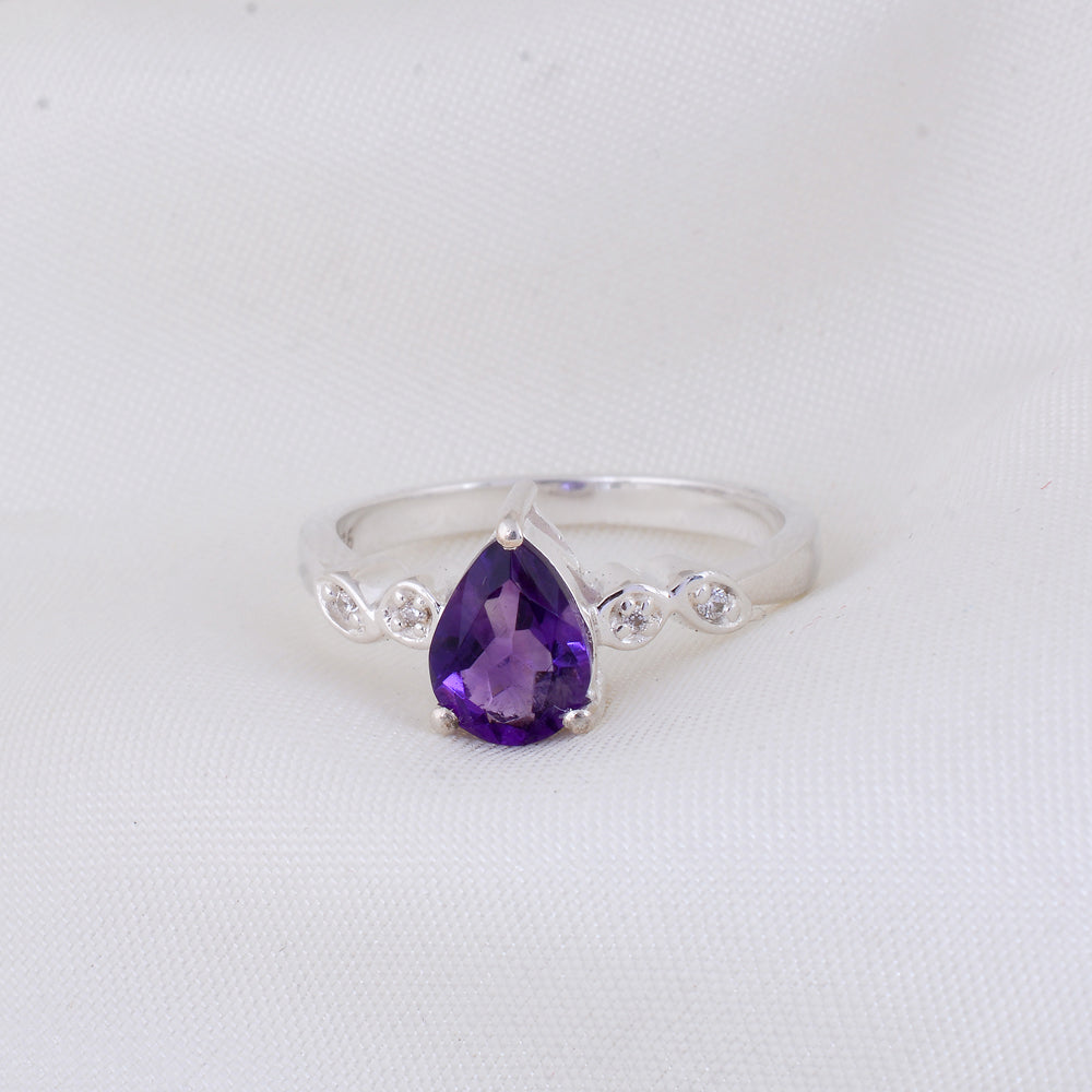 Natural Amethyst Silver Ring