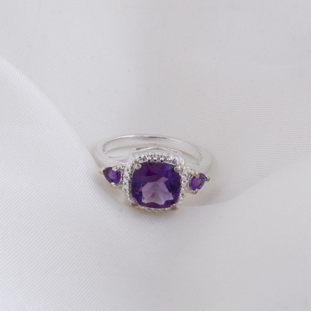 Cushion Amethyst Silver Ring