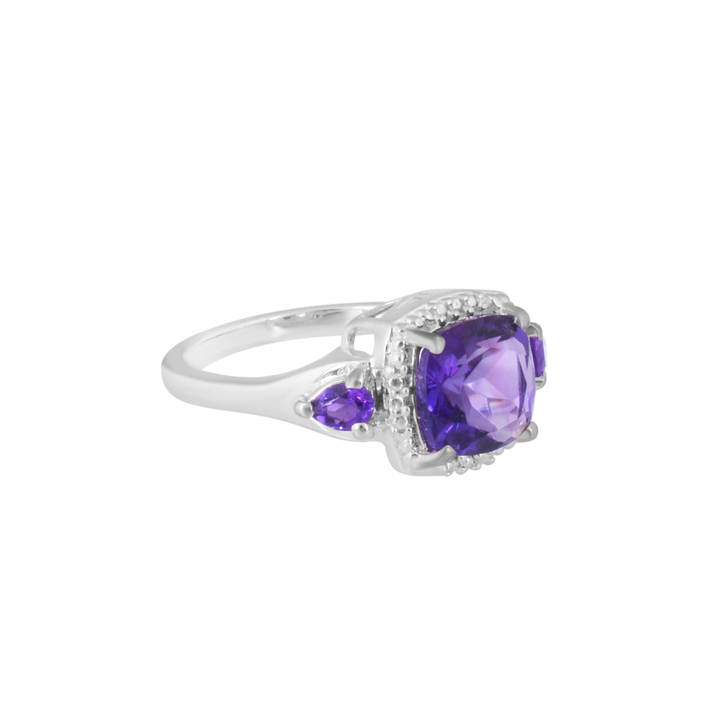 Cushion Amethyst Silver Ring