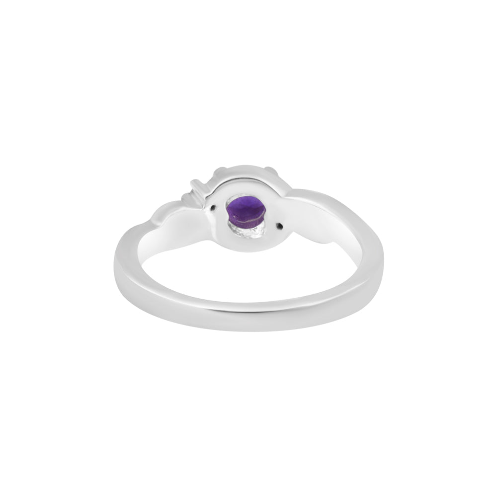 "Lavender Halo" Round Amethyst Silver Ring