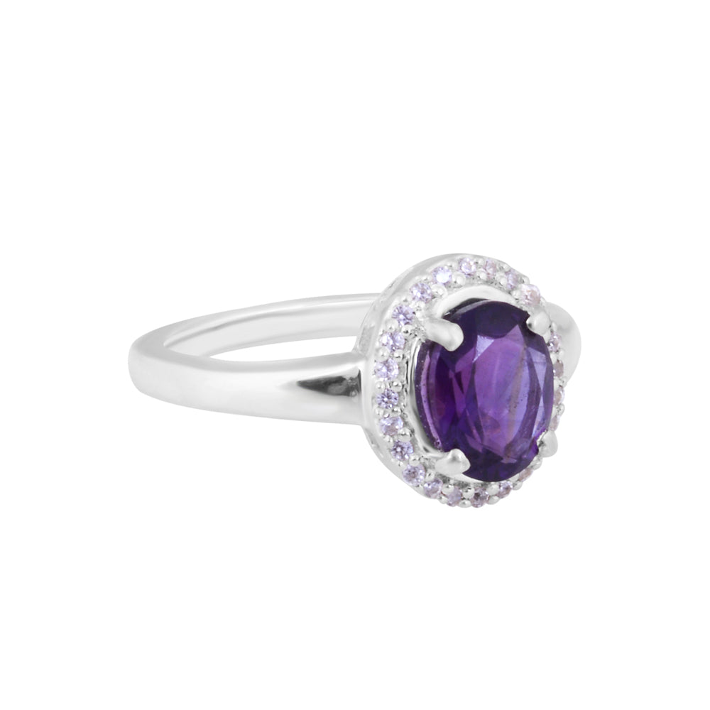 Purple Glow Natural Amethyst Oval Ring
