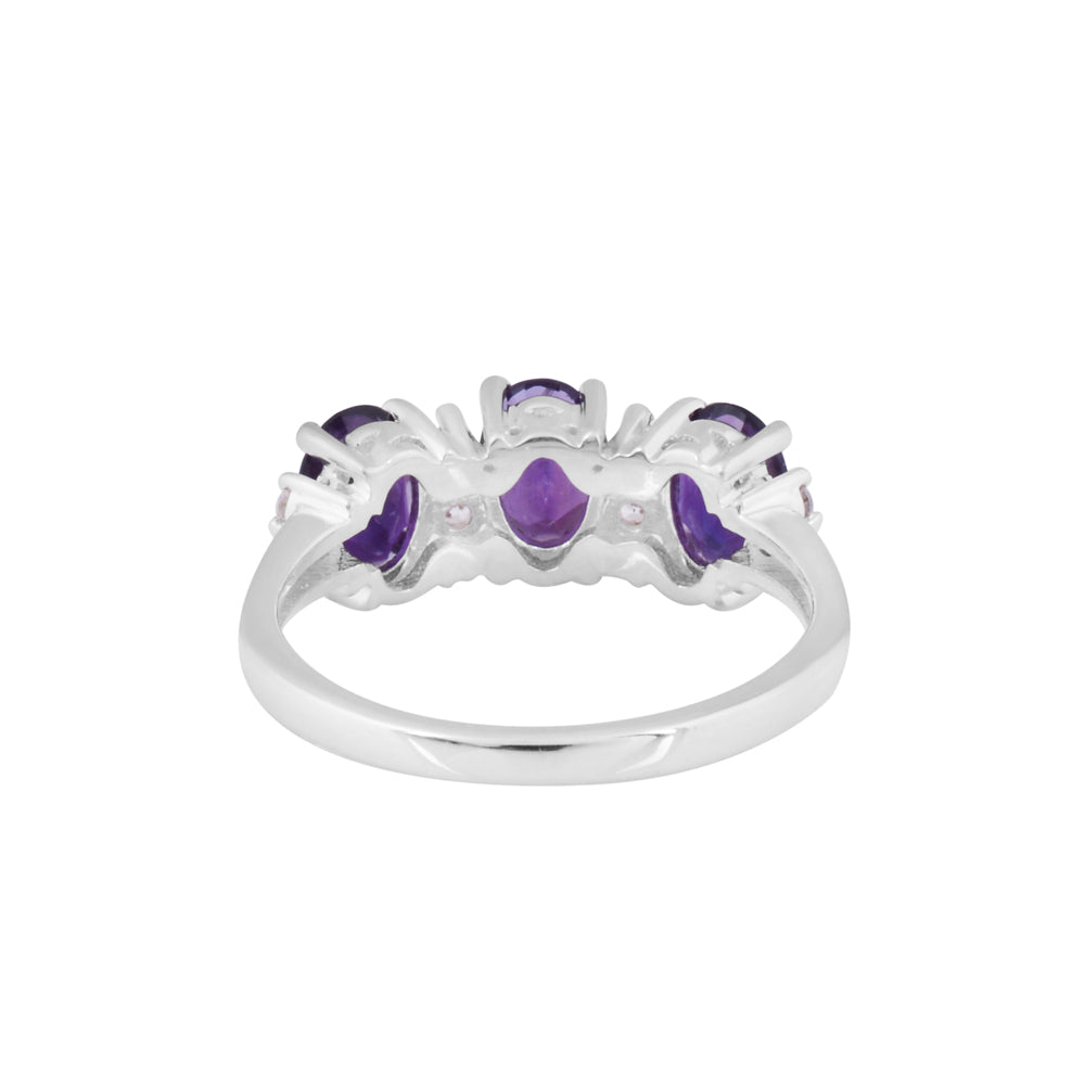 Purple Amethyst and White Stone Ring