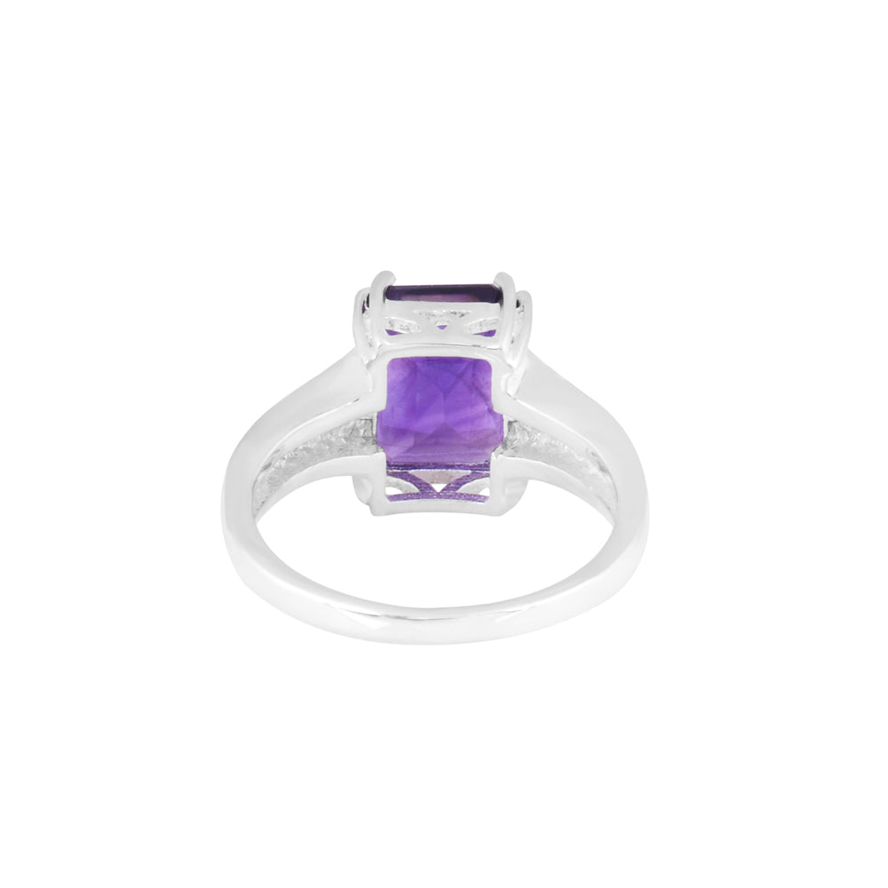 Octagon Amethyst Silver Ring
