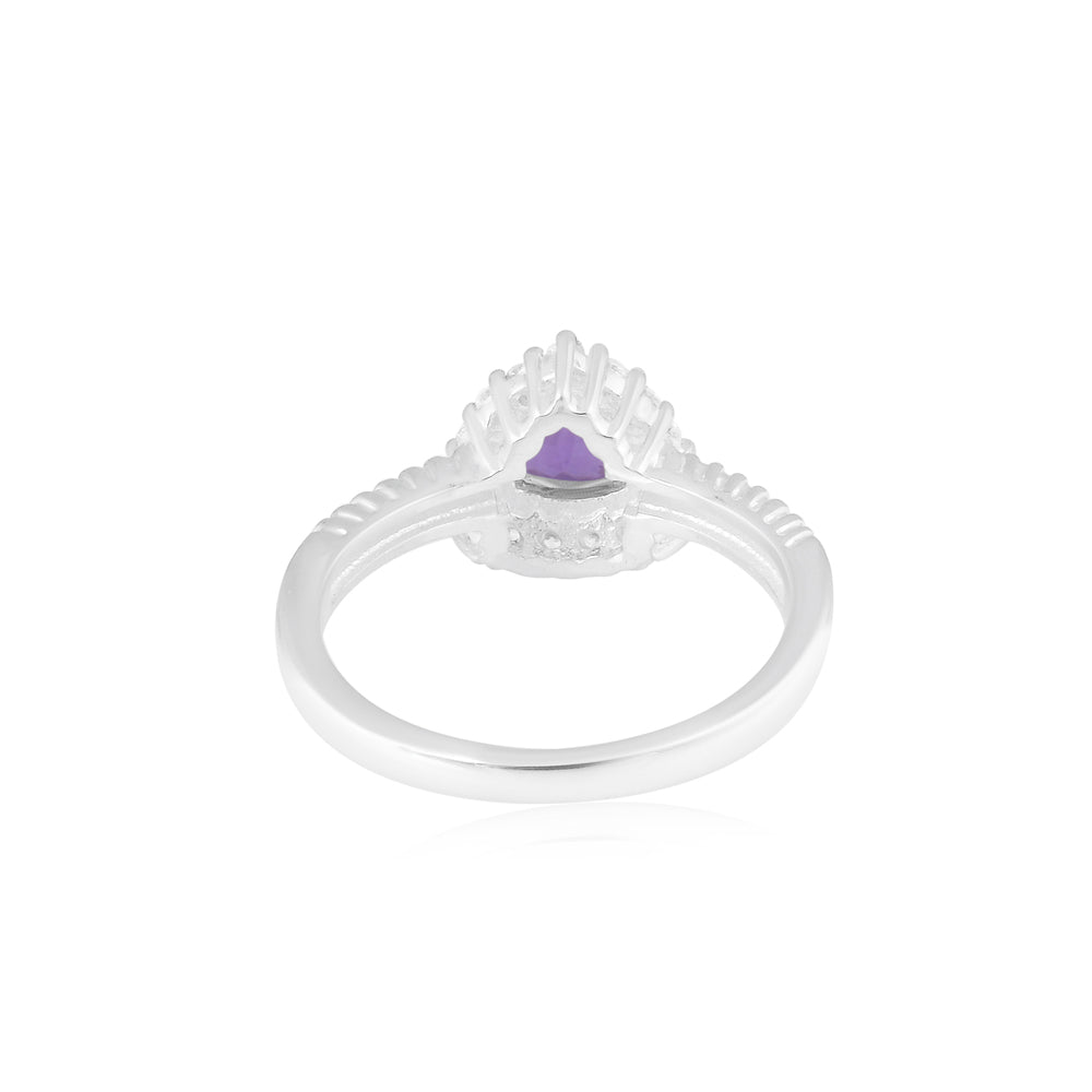 Amethyst Triangle Silver Ring