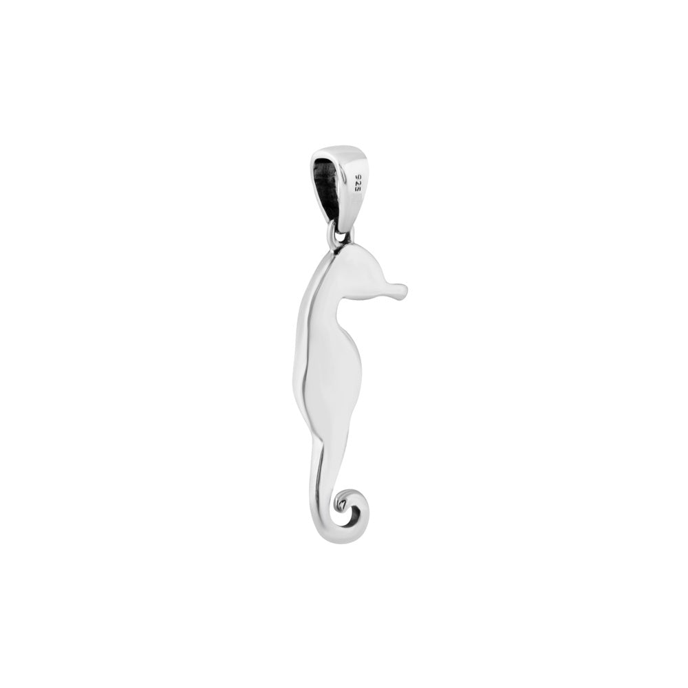 Silver Sea Horse Pendant With Chain