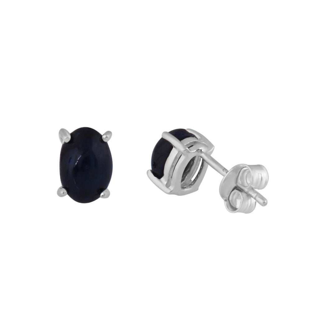 Star Sapphire Oval Stud Earring