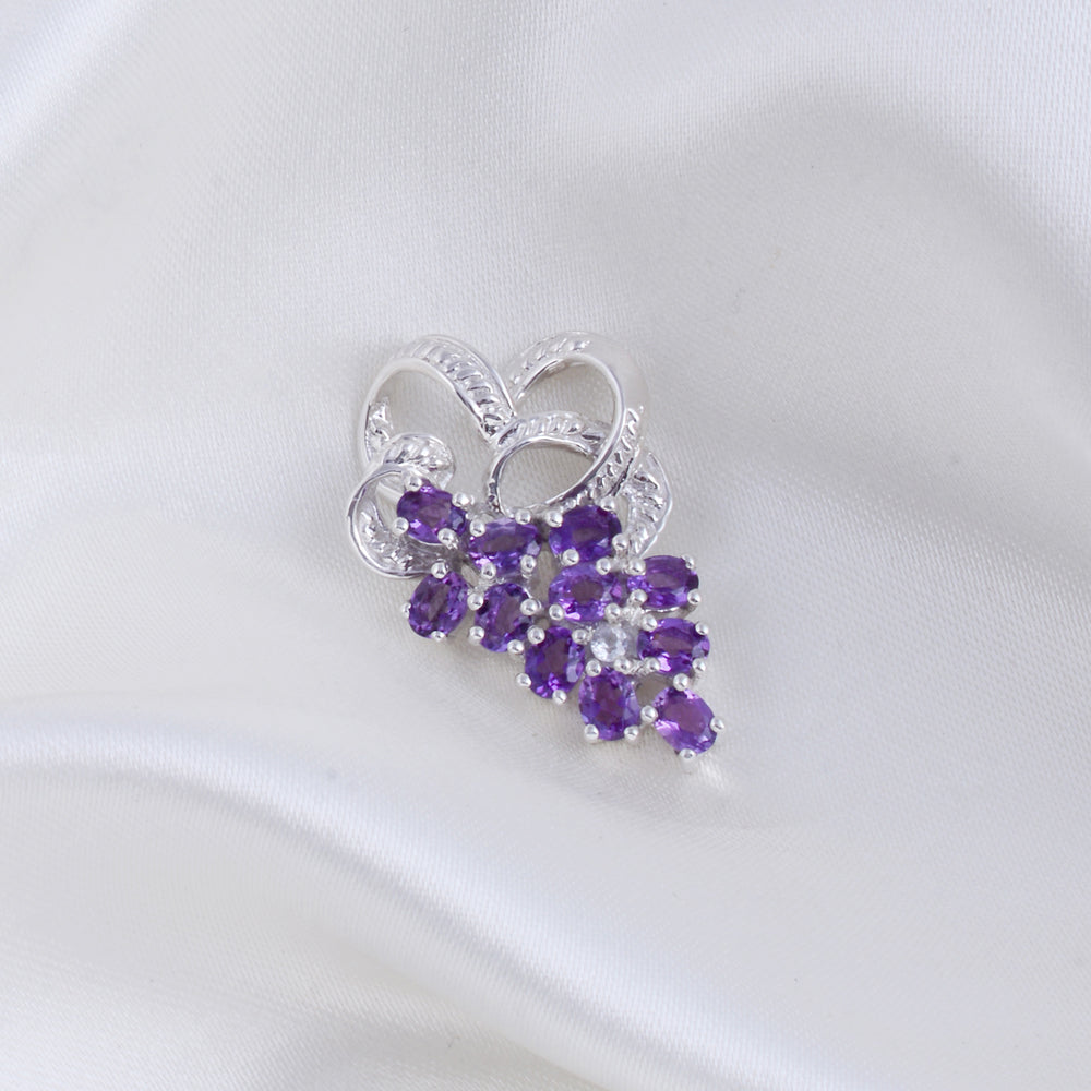 Amethyst Silver Pendant With Chain