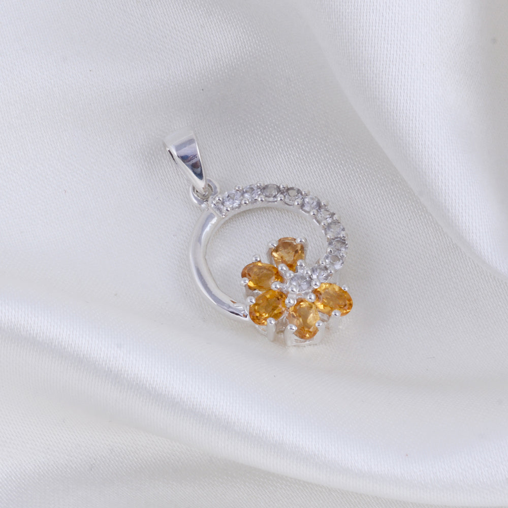 Yellow Citrine Silver Pendant