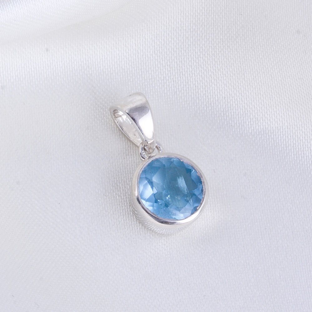 Sky Topaz Silver Pendant