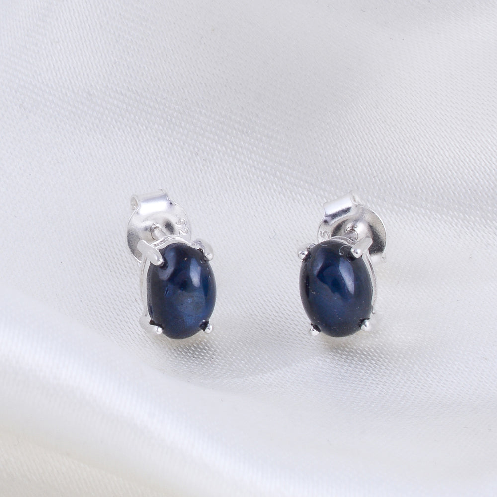 Star Sapphire Oval Stud Earring
