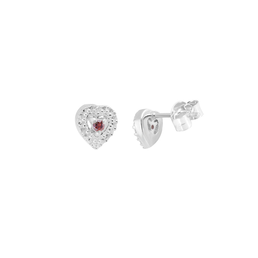 Red Diamond Heart Stud Earring
