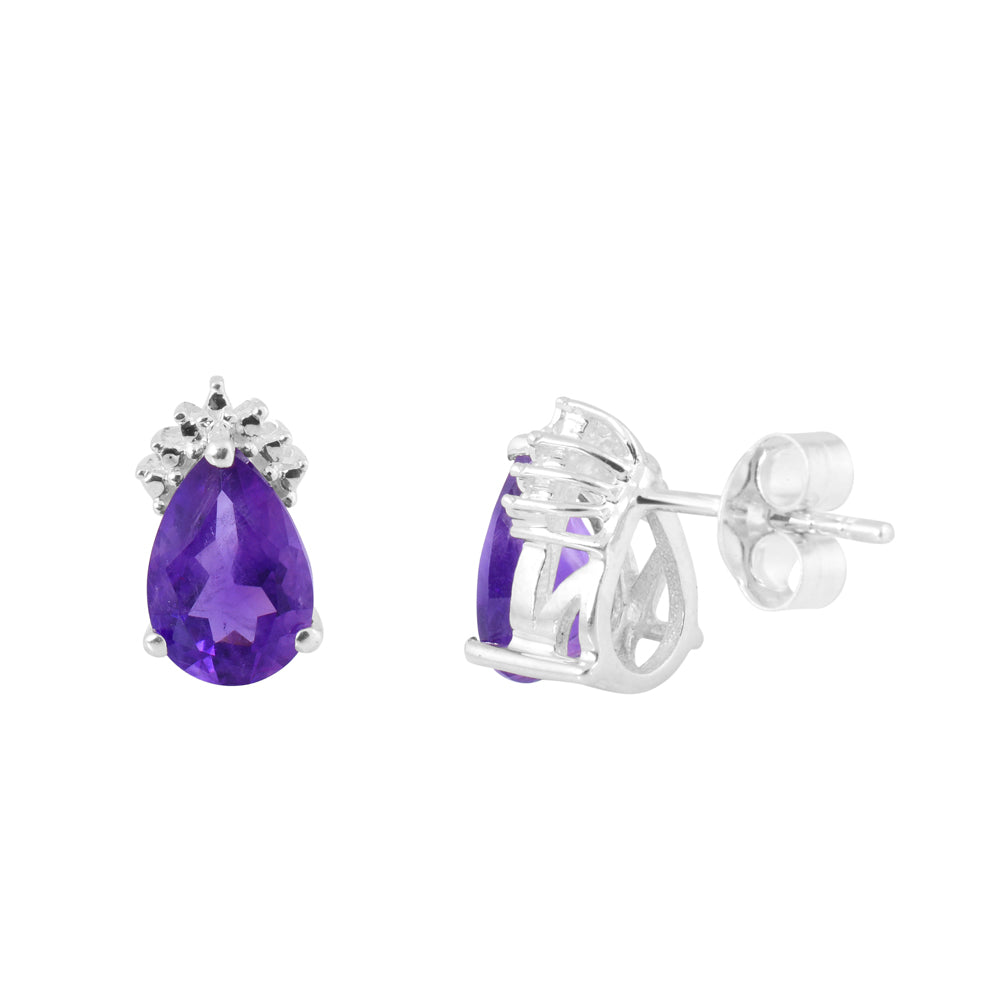 Amethyst Pear Stud Earrings