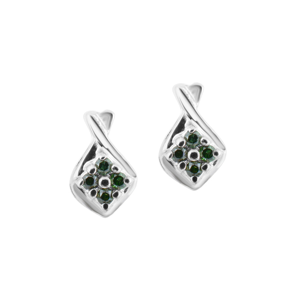 Natural Green Diamond Stud Earrings