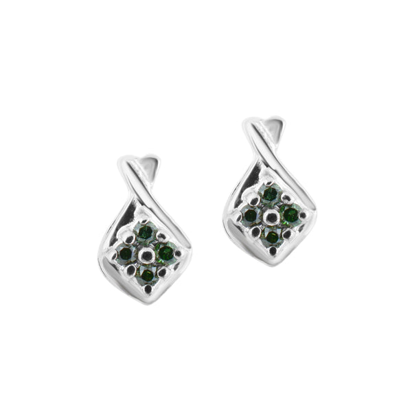Natural Green Diamond Stud Earrings