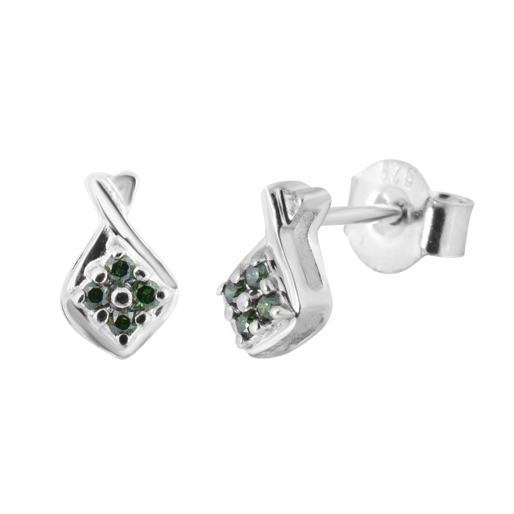 Natural Green Diamond Stud Earrings