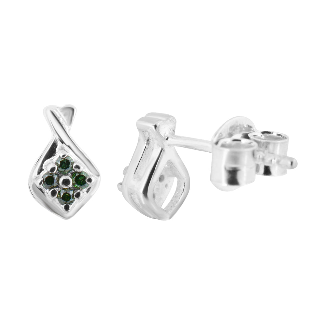Natural Green Diamond Stud Earrings