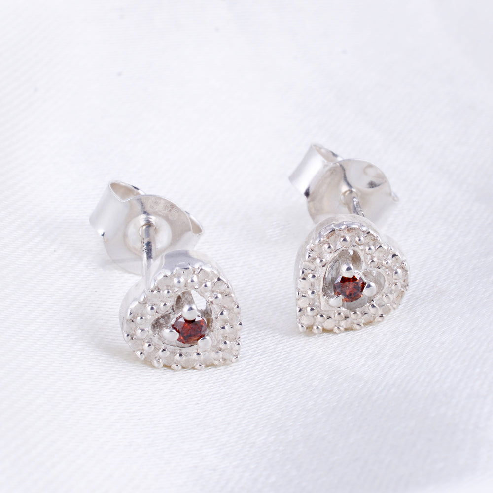 Red Diamond Heart Stud Earring