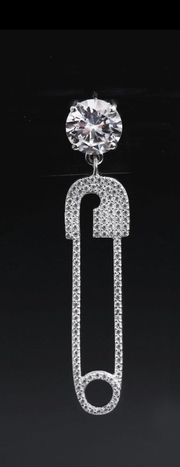 Iced out Safety Pin Earring