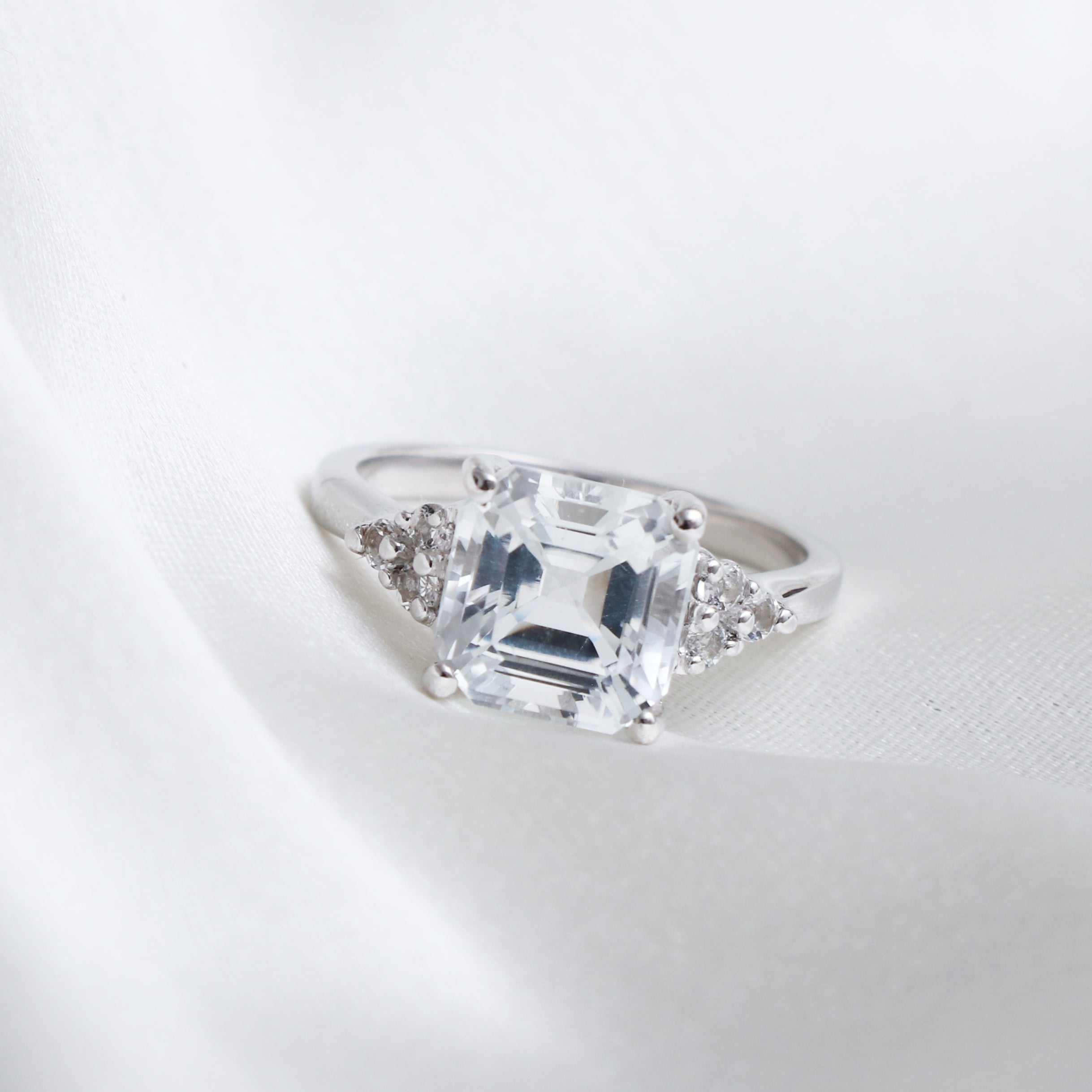 Natural White Topaz Ring