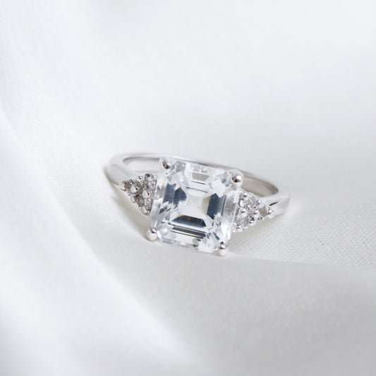 Natural White Topaz Ring