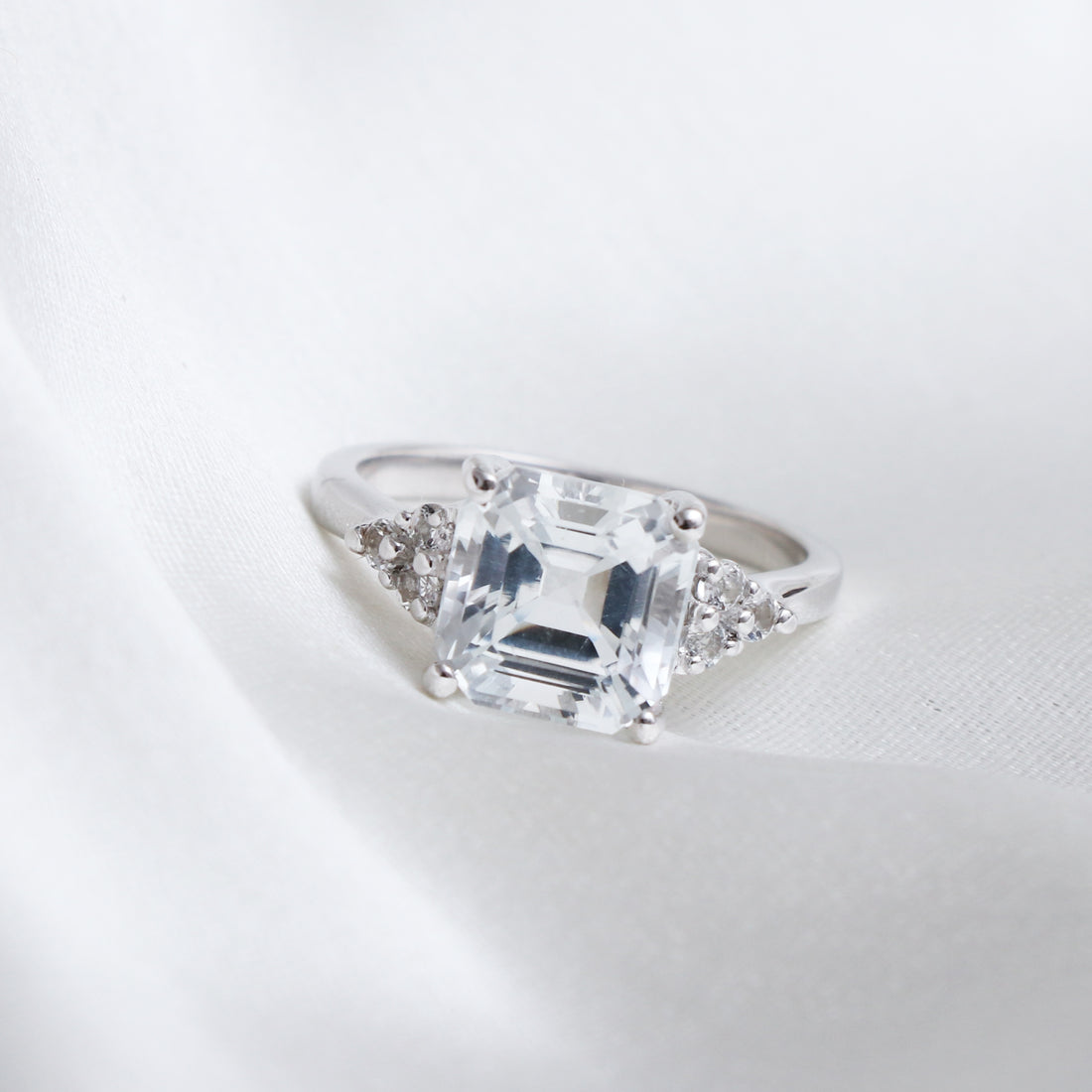 Natural White Topaz Ring